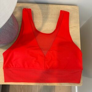 ALO Yoga Red Mesh V-Neck Sports Bra
